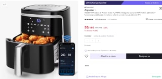AIGOSTAR Freidora Aire sin Aceite 7L,1900W, Inteligente. Conexión Wifi.Pantalla LED por 55,15€ (cuenta nueva por 43,15€)
