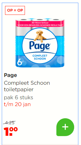 Compleet Schoon toiletpapier Per pak 6 stuks voor €1 bij de plus