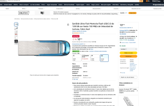 SanDisk Ultra Flair Memoria Flash USB 3.0 de 128 GB con hasta 150 MB/s Velocidad de Lectura por solo 10,39€