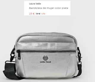 Bandolera de mujer color plata Laura Valle por 23€