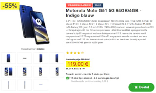 Motorola Moto G51, 4GB ram, 64GB opslag Blauw voor €119 bij Proshop