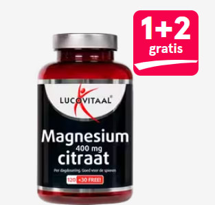 1+2 gratis op alle Lucovitaal Magnesium producten bij de Etos
