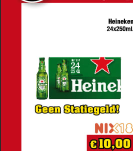 24 flesjes Heineken voor 10 euro ( GEEN STATIEGELD op de flesjes)