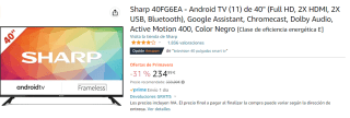 Television Sharp 40FG6EA - Android TV (11) de 40" por 234.99€