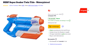 NERF Super Soaker Twin Tide voor €4 bij Bol