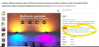 Apliques de pared a pilas con mando a distancia y táctil, por 14,99€