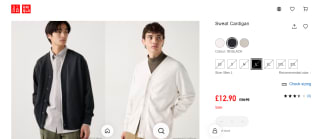 Uniqlo 100% Cotton Sweat Cardigan - £12.90