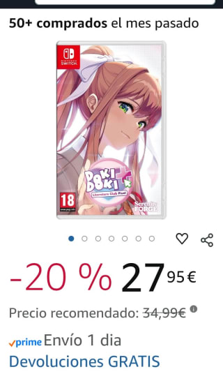Doki Doki Literature Club Plus Nintendo Switch por 27,95€.