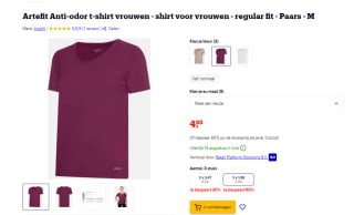 Artefit anti-odor dames T-shirt voor €1,98 per stuk bij Bol