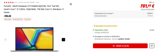 Portátil - ASUS Vivobook 15 F1504ZA-NJ312W, 15.6" Full HD, Intel® Core™ i7-1255U, 16GB RAM, 1TB SSD, Iris® X, Windows 11 Home por 701.65€