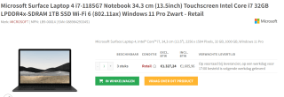 Microsoft Surface Laptop 4 i7-1185G7 voor €1.605,96 bij Redshell