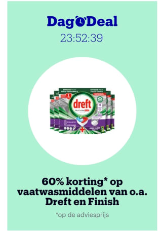 60% korting bij bol.com op vaatwasmiddelen van Dreft, Sun & Finish