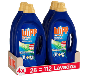 Detergente Wipp Express Líquido Higiene & Anti Olores 28 Lavados Pack 4 112 Lavados por 24,46€