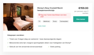 Disneyland parijs 2 nachten + 3 dagen toegang park voor €159 per persoon
