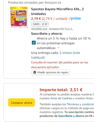 Pack 4 Spontex Bayeta Microfibra XXL por 2,51€