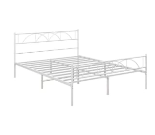 Cama Doble 135x190 cm con Cabecera Listones de Acero Blanco por solo 72,44€