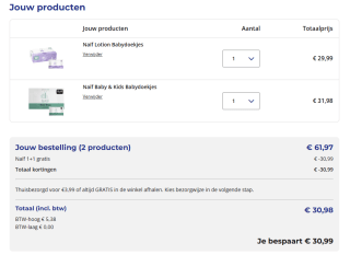 1+1 gratis op Naïf bij Trekpleister