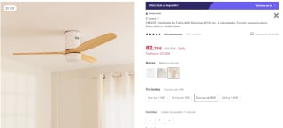 Create Ventilador de Techo 40W Silencioso con 6 velocidades por 82,75€ (cuenta nueva por 70,75€)