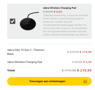 Jabra Elite 10 Gen 2 met gratis Jabra Wireless Charging Pad voor €219,99