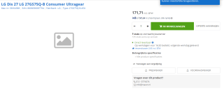 LG 27GS75Q-B 27" 180Hz gaming monitor voor €171,71 bij Max ICT