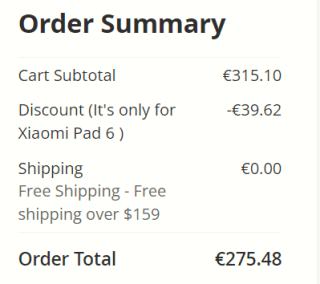 Xiaomi Mi Pad 6 Tablet 8GB+256GB voor €275,48 dmv code bij Gshopper