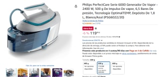 Philips PerfectCare Serie 6000 Generador De Vapor 2400 W, 500 g De Impulso De vapor por 119€