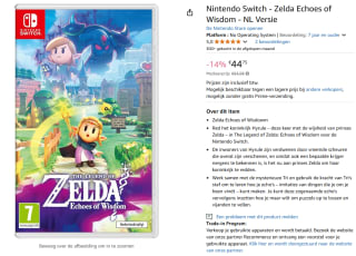 Nintendo Switch - Zelda Echoes of Wisdom voor €44,75 bij Amazon
