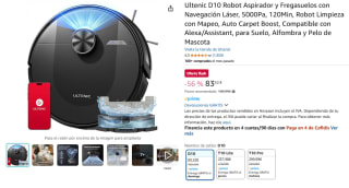 Ultenic D10 Robot Aspirador y Fregasuelos con Navegación Láser, 5000Pa por 83,52€