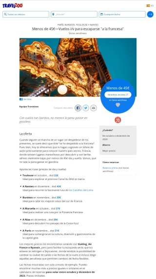 Menos de 45€ Vuelos ida/vuelta para Francia.