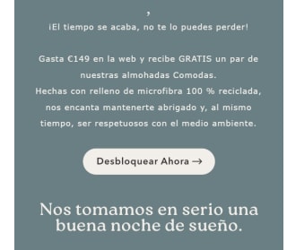 Gasta €149 en la web y recibe GRATIS un par de almohadas Comodas linebundle