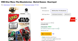 Uno Star Wars The Mandalorian kaartspel voor €4,99 bij Bol
