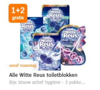 Alle Witte Reus toiletblokken 1+2 gratis bij de AH
