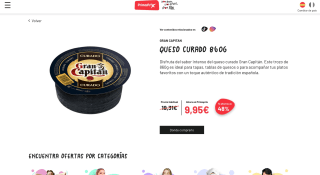 Queso curado de oveja y vaca Gran Capitán pieza de 860 gramos en tiendas físicas PrimPrix por 9,95€