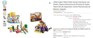 LEGO Super Mario Pack Inicial: Aventuras con Peach + Super Mario Set de Expansión: Coche Monstruoso Bowser por 69,58€