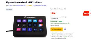 Elgato Stream Deck MK2 voor €129 bij Bol