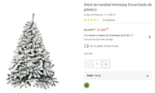 Árbol de Navidad Homeasy Escarchado por $1,099 | Descuento Liverpool
