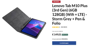 Lenovo Tab M10 Plus 128GB met pen en Folio voor €149,01 bij Lenovo