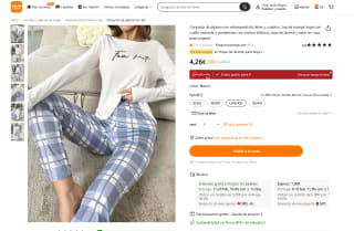 Conjunto de pijama con estampado de letras y cuadros Mujer por solo 4,26€