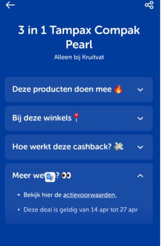 3-in-1 Tampax Compak Pearl gratis bij Kruidvat dmv cashback