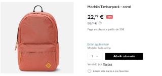 Mochila Timberland Timberpack de 22L por 22.99€