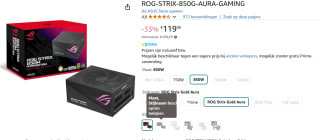 ASUS ROG STRIX 850W Gold Aura Edition - Voeding voor €119,90 bij Amazon