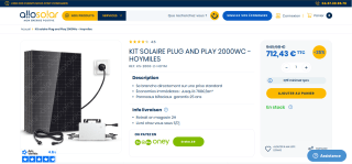 Kit solaire Plug and Play 2000Wc à 712,43€