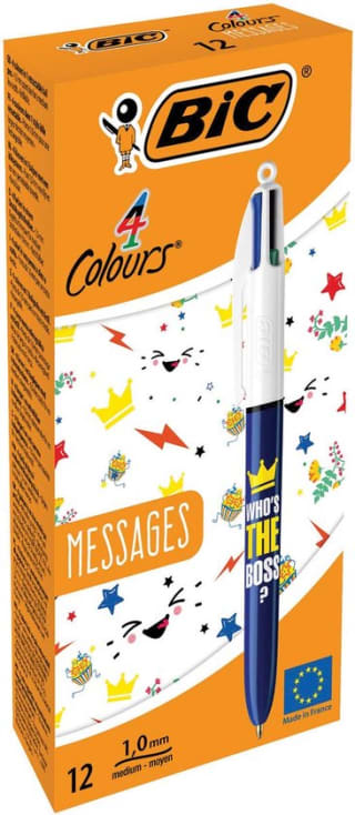 Bic 4 Colours Messages, balpen, 0,32 mm, 4 klassieke inktkleuren, doos van 12 stuks voor €26,49 bij Bol