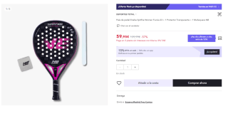 Pala de pádel Enebe Spitfire Woman Fucsia 23 + 1 Protector Transparente + 1 Muñequera New Balance por 44.95€