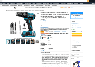 Taladro Percutor Atornillador LEEIKOO a Bateria 21V por solo 29,96€
