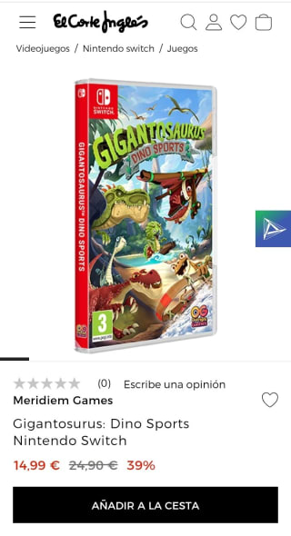 Gigantosurus Dino Sports Nintendo Switch por 14,99€.