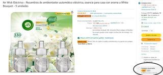 Air Wick Eléctrico - Recambios de ambientador automático eléctrico, esencia para casa con aroma a White Bouquet - 3 unidades por 7.95€