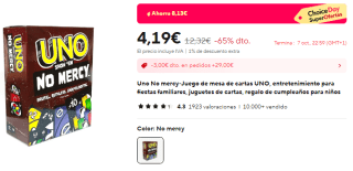 Uno No mercy-Juego de mesa de cartas por 4,19€