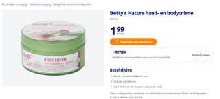 Betty’s Nature echinacea en aloe vera hand & body creme, 300 ml voor €1,99 bij de Action