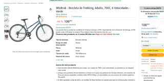 Bicicleta Wildtrak de Trekking, Adulto 700C 6 Velocidades por 106,96€